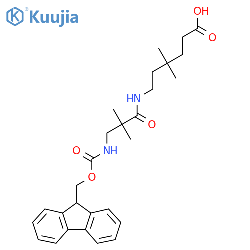 6-3-({(9H-fluoren-9-yl)methoxycarbonyl}amino)-2,2-dimethylpropanamido-4,4-dimethylhexanoic acid structure