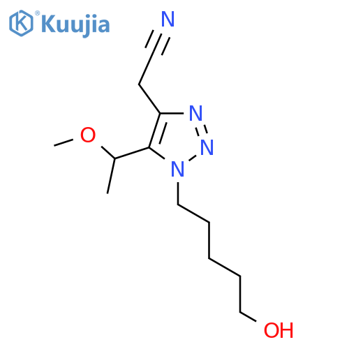 2-1-(5-hydroxypentyl)-5-(1-methoxyethyl)-1H-1,2,3-triazol-4-ylacetonitrile structure