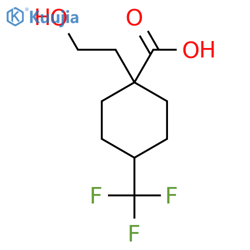1-(2-hydroxyethyl)-4-(trifluoromethyl)cyclohexane-1-carboxylic acid structure