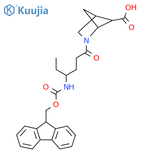 2-4-({(9H-fluoren-9-yl)methoxycarbonyl}amino)hexanoyl-2-azabicyclo2.1.1hexane-5-carboxylic acid structure