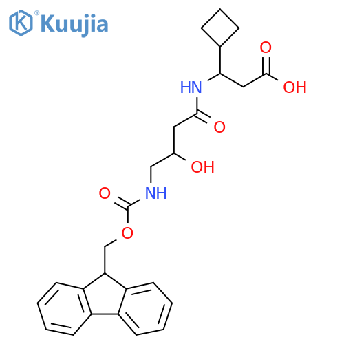3-cyclobutyl-3-4-({(9H-fluoren-9-yl)methoxycarbonyl}amino)-3-hydroxybutanamidopropanoic acid structure