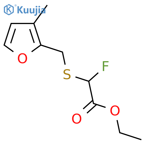 ethyl 2-fluoro-2-{(3-methylfuran-2-yl)methylsulfanyl}acetate structure