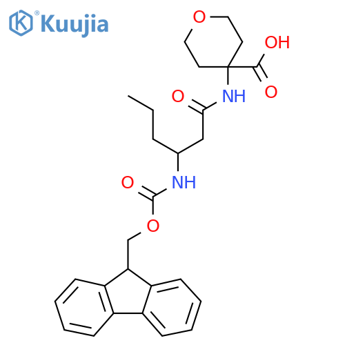 4-3-({(9H-fluoren-9-yl)methoxycarbonyl}amino)hexanamidooxane-4-carboxylic acid structure