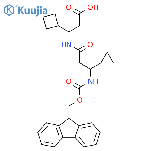 3-cyclobutyl-3-3-cyclopropyl-3-({(9H-fluoren-9-yl)methoxycarbonyl}amino)propanamidopropanoic acid structure