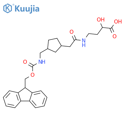 4-(2-{3-({(9H-fluoren-9-yl)methoxycarbonyl}amino)methylcyclopentyl}acetamido)-2-hydroxybutanoic acid structure