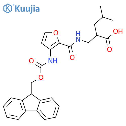 2-({3-({(9H-fluoren-9-yl)methoxycarbonyl}amino)furan-2-ylformamido}methyl)-4-methylpentanoic acid structure