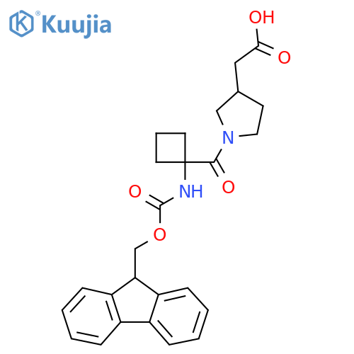 2-{1-1-({(9H-fluoren-9-yl)methoxycarbonyl}amino)cyclobutanecarbonylpyrrolidin-3-yl}acetic acid structure