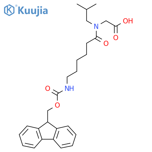 2-6-({(9H-fluoren-9-yl)methoxycarbonyl}amino)-N-(2-methylpropyl)hexanamidoacetic acid structure