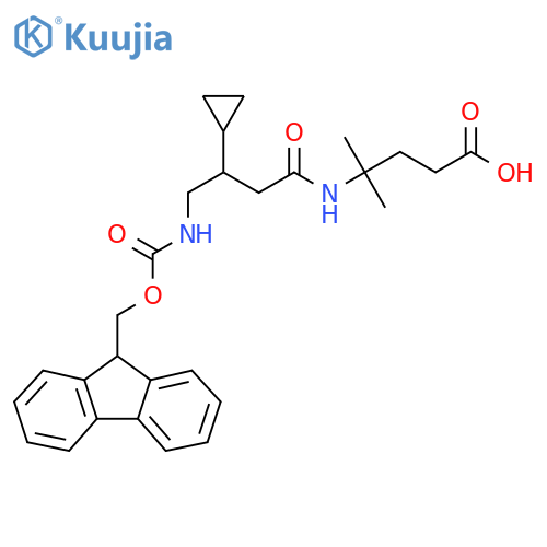4-3-cyclopropyl-4-({(9H-fluoren-9-yl)methoxycarbonyl}amino)butanamido-4-methylpentanoic acid structure