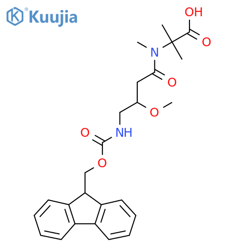 2-4-({(9H-fluoren-9-yl)methoxycarbonyl}amino)-3-methoxy-N-methylbutanamido-2-methylpropanoic acid structure