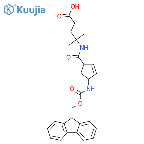 4-{4-({(9H-fluoren-9-yl)methoxycarbonyl}amino)cyclopent-2-en-1-ylformamido}-4-methylpentanoic acid structure
