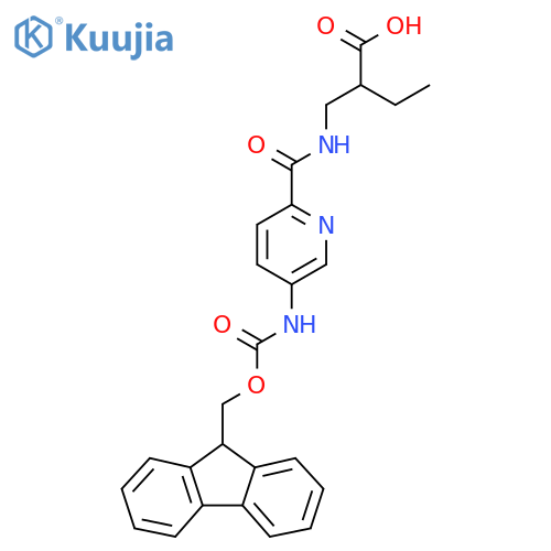 2-({5-({(9H-fluoren-9-yl)methoxycarbonyl}amino)pyridin-2-ylformamido}methyl)butanoic acid structure