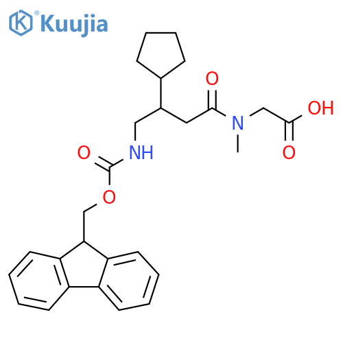 2-3-cyclopentyl-4-({(9H-fluoren-9-yl)methoxycarbonyl}amino)-N-methylbutanamidoacetic acid structure