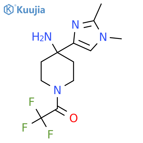1-4-amino-4-(1,2-dimethyl-1H-imidazol-4-yl)piperidin-1-yl-2,2,2-trifluoroethan-1-one structure