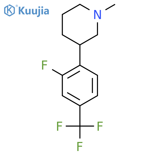 3-2-fluoro-4-(trifluoromethyl)phenyl-1-methylpiperidine structure