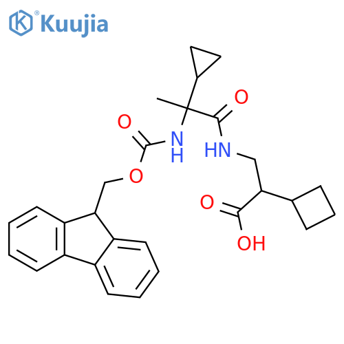 2-cyclobutyl-3-2-cyclopropyl-2-({(9H-fluoren-9-yl)methoxycarbonyl}amino)propanamidopropanoic acid structure