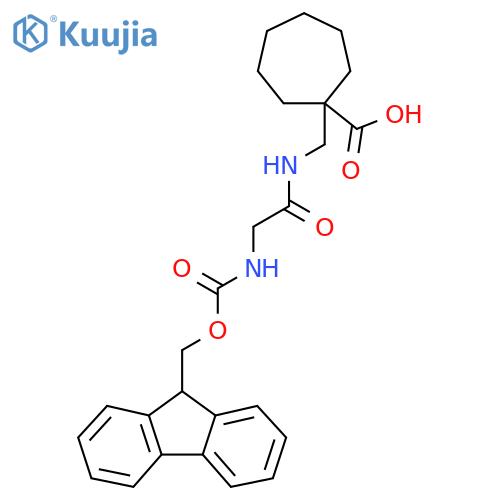 1-{2-({(9H-fluoren-9-yl)methoxycarbonyl}amino)acetamidomethyl}cycloheptane-1-carboxylic acid structure