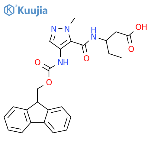 3-{4-({(9H-fluoren-9-yl)methoxycarbonyl}amino)-1-methyl-1H-pyrazol-5-ylformamido}pentanoic acid structure