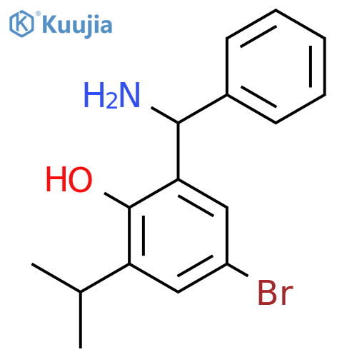 2-amino(phenyl)methyl-4-bromo-6-(propan-2-yl)phenol structure