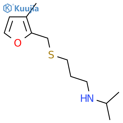 (3-{(3-methylfuran-2-yl)methylsulfanyl}propyl)(propan-2-yl)amine structure