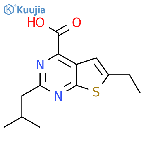 6-ethyl-2-(2-methylpropyl)thieno2,3-dpyrimidine-4-carboxylic acid structure
