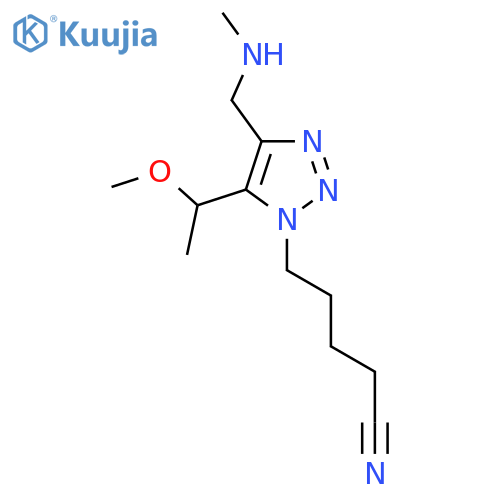 5-5-(1-methoxyethyl)-4-(methylamino)methyl-1H-1,2,3-triazol-1-ylpentanenitrile structure