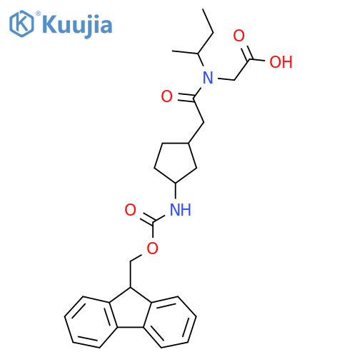 2-N-(butan-2-yl)-2-3-({(9H-fluoren-9-yl)methoxycarbonyl}amino)cyclopentylacetamidoacetic acid structure