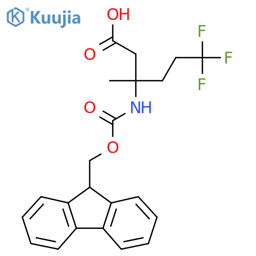 3-({(9H-fluoren-9-yl)methoxycarbonyl}amino)-6,6,6-trifluoro-3-methylhexanoic acid structure