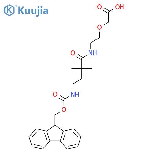 2-{2-4-({(9H-fluoren-9-yl)methoxycarbonyl}amino)-2,2-dimethylbutanamidoethoxy}acetic acid structure