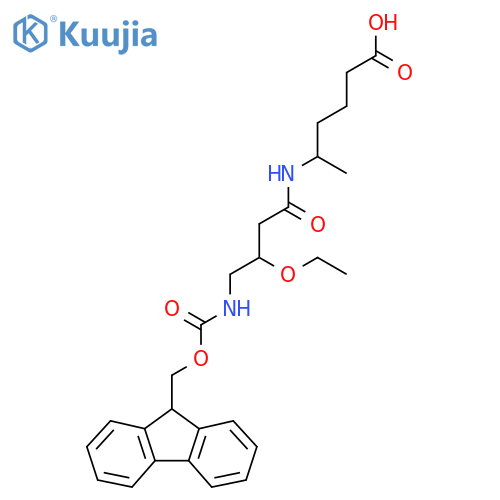 5-3-ethoxy-4-({(9H-fluoren-9-yl)methoxycarbonyl}amino)butanamidohexanoic acid structure