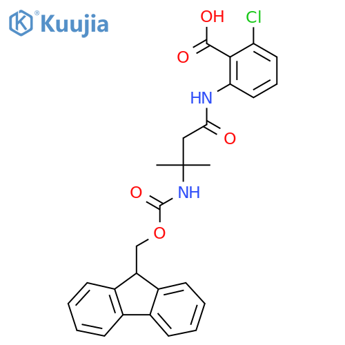 2-chloro-6-3-({(9H-fluoren-9-yl)methoxycarbonyl}amino)-3-methylbutanamidobenzoic acid structure