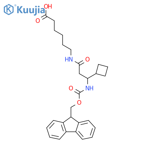6-3-cyclobutyl-3-({(9H-fluoren-9-yl)methoxycarbonyl}amino)propanamidohexanoic acid structure