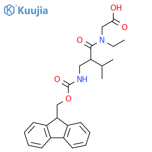 2-{N-ethyl-2-({(9H-fluoren-9-yl)methoxycarbonyl}amino)methyl-3-methylbutanamido}acetic acid structure