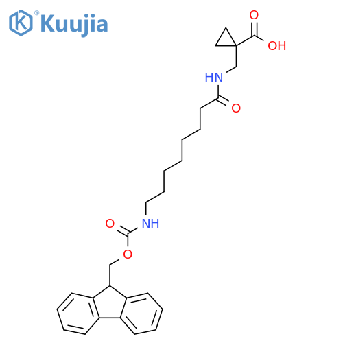 1-{8-({(9H-fluoren-9-yl)methoxycarbonyl}amino)octanamidomethyl}cyclopropane-1-carboxylic acid structure
