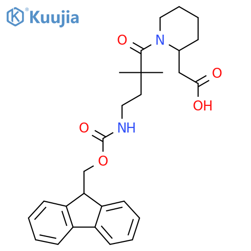 2-{1-4-({(9H-fluoren-9-yl)methoxycarbonyl}amino)-2,2-dimethylbutanoylpiperidin-2-yl}acetic acid structure