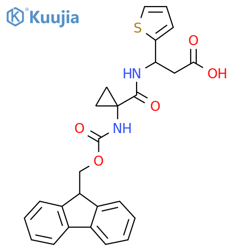 3-{1-({(9H-fluoren-9-yl)methoxycarbonyl}amino)cyclopropylformamido}-3-(thiophen-2-yl)propanoic acid structure