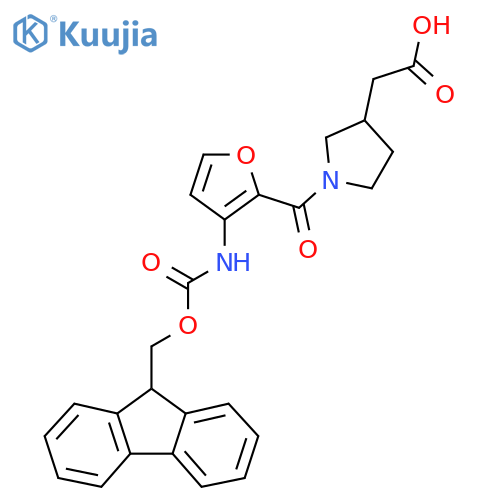 2-{1-3-({(9H-fluoren-9-yl)methoxycarbonyl}amino)furan-2-carbonylpyrrolidin-3-yl}acetic acid structure