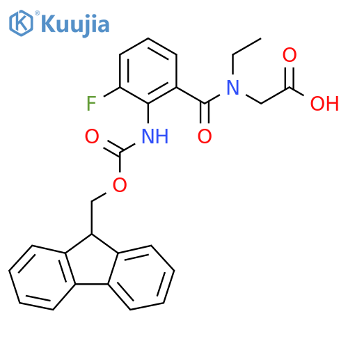 2-{N-ethyl-1-2-({(9H-fluoren-9-yl)methoxycarbonyl}amino)-3-fluorophenylformamido}acetic acid structure