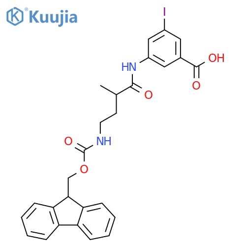 3-4-({(9H-fluoren-9-yl)methoxycarbonyl}amino)-2-methylbutanamido-5-iodobenzoic acid structure