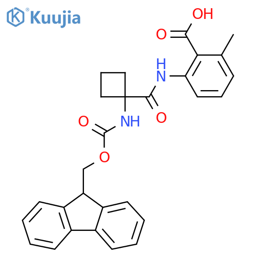 2-1-({(9H-fluoren-9-yl)methoxycarbonyl}amino)cyclobutaneamido-6-methylbenzoic acid structure