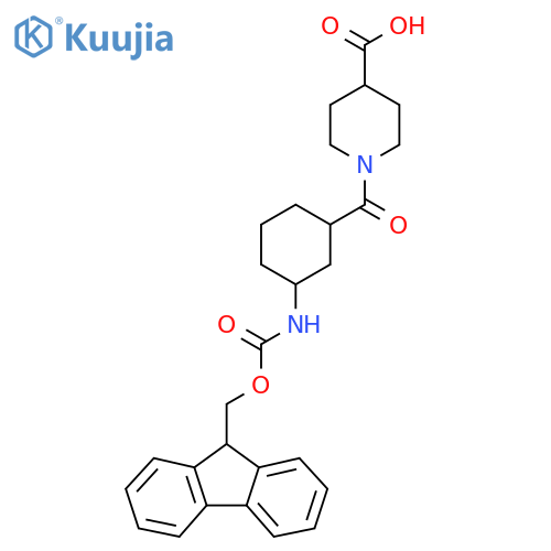 1-3-({(9H-fluoren-9-yl)methoxycarbonyl}amino)cyclohexanecarbonylpiperidine-4-carboxylic acid structure