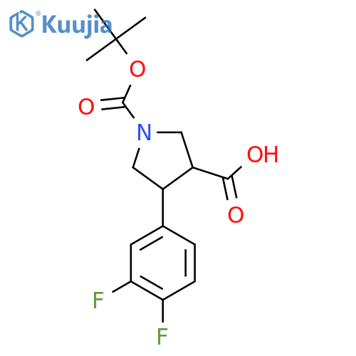 1-(tert-butoxy)carbonyl-4-(3,4-difluorophenyl)pyrrolidine-3-carboxylic acid structure