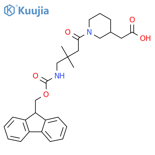 2-{1-4-({(9H-fluoren-9-yl)methoxycarbonyl}amino)-3,3-dimethylbutanoylpiperidin-3-yl}acetic acid structure