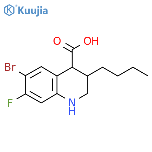 6-bromo-3-butyl-7-fluoro-1,2,3,4-tetrahydroquinoline-4-carboxylic acid structure