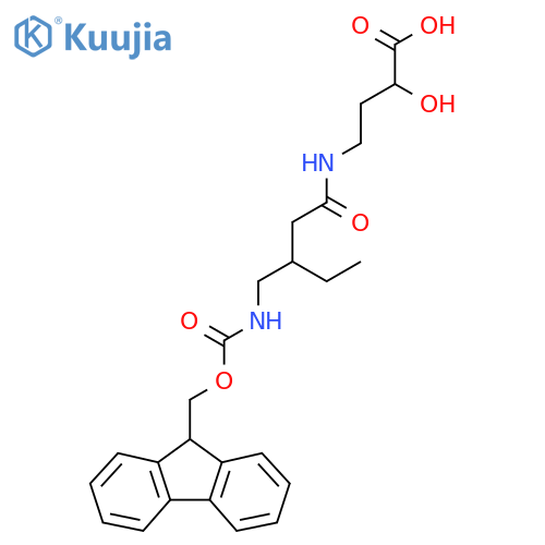 4-{3-({(9H-fluoren-9-yl)methoxycarbonyl}amino)methylpentanamido}-2-hydroxybutanoic acid structure