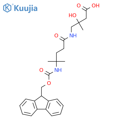 4-4-({(9H-fluoren-9-yl)methoxycarbonyl}amino)-4-methylpentanamido-3-hydroxy-3-methylbutanoic acid structure