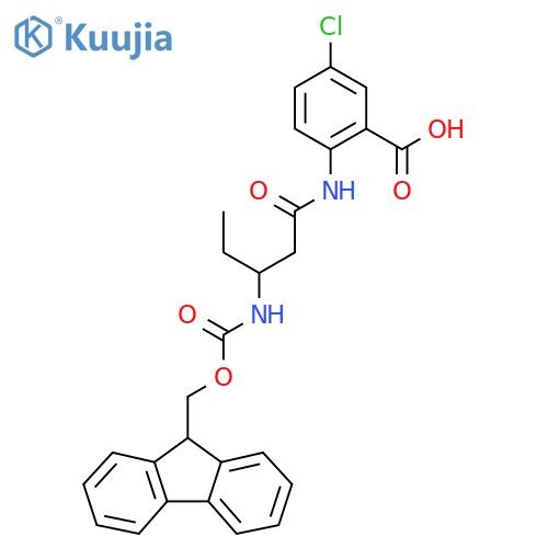 5-chloro-2-3-({(9H-fluoren-9-yl)methoxycarbonyl}amino)pentanamidobenzoic acid structure