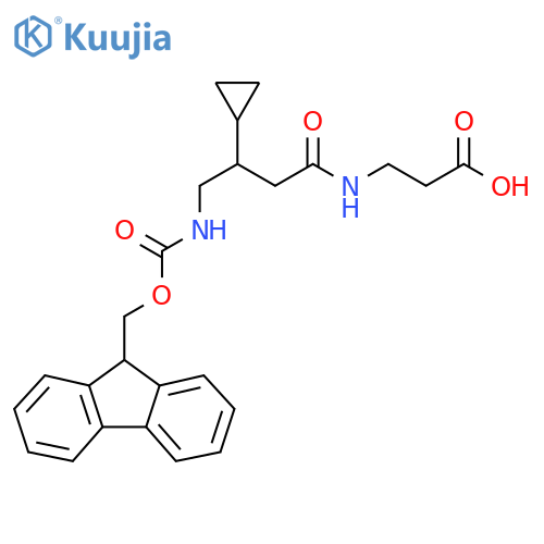 3-3-cyclopropyl-4-({(9H-fluoren-9-yl)methoxycarbonyl}amino)butanamidopropanoic acid structure