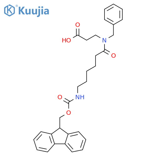 3-N-benzyl-6-({(9H-fluoren-9-yl)methoxycarbonyl}amino)hexanamidopropanoic acid structure