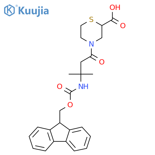 4-3-({(9H-fluoren-9-yl)methoxycarbonyl}amino)-3-methylbutanoylthiomorpholine-2-carboxylic acid structure